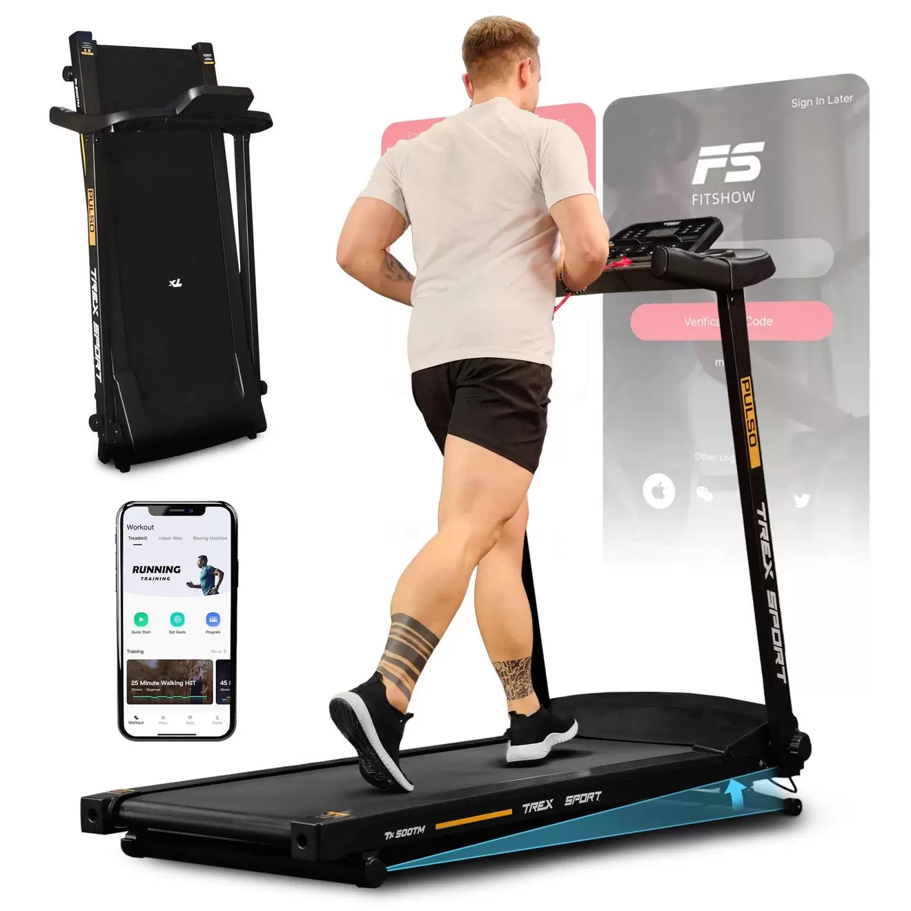 TREX SPORT Bieżnia elektryczna składana Trex Sport PULSO GO 8 km/h 12 programów