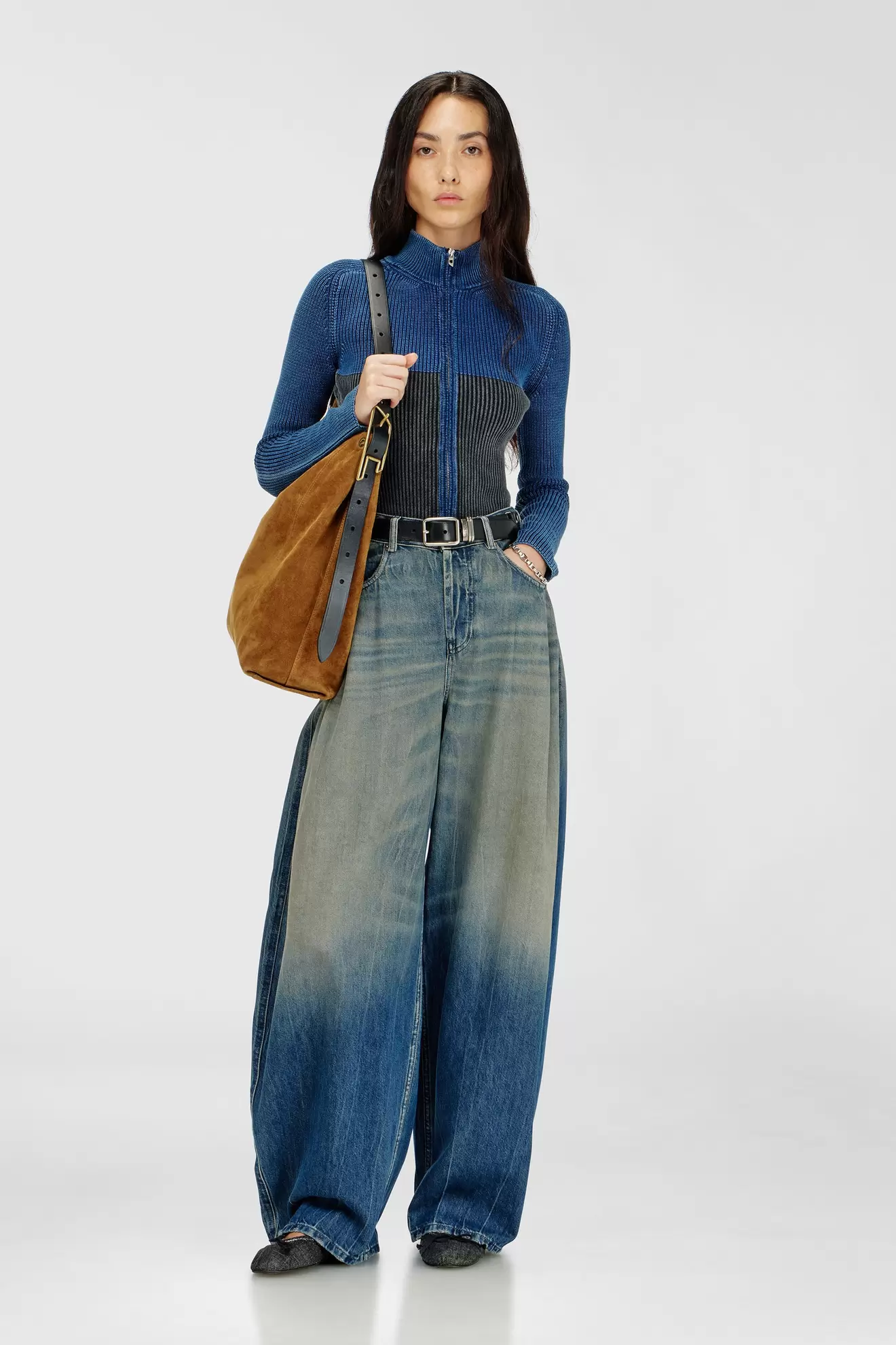 D-Line Borsa hobo in suede cerato