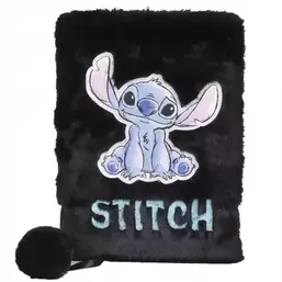 , Lilo i Stitch, pamiętnik z kłódką, pluszowy, A5, 96 kartek, linia, czarny, Sky Blue