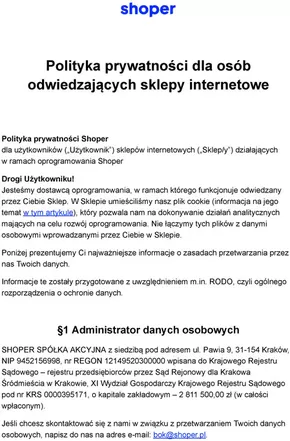 polityka prywatnosci dla osob odwiedzajacych sklepy internetowe