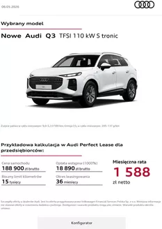 Katalog Audi w: Legnica | Nowe Audi Q3 TFSI 110 kW S tronic | 2026-05-06T00:00:00.000Z - 2026-06-28T00:00:00.000Z