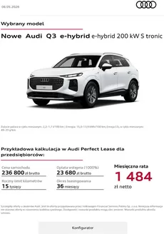 Katalog Audi w: Legnica | Nowe Audi Q3 e-hybrid e-hybrid 200 kW S tronic | 2026-05-06T00:00:00.000Z - 2026-06-28T00:00:00.000Z