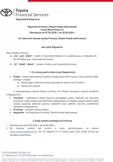 Katalog Toyota | Regulamin promocji miejski kredyt jednoratowy | 2026-05-07T00:00:00.000Z - 2026-06-30T00:00:00.000Z