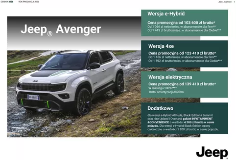 Katalog Jeep | ROK produkcji Jeep Avenger2026 | 2026-06-30T00:00:00.000Z - 2027-02-28T00:00:00.000Z