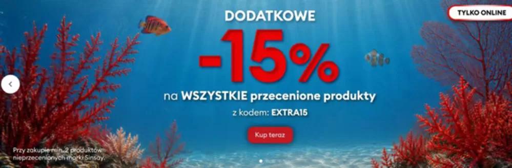 Katalog sinsay | Dodatkowe -15% na wszystkie przecenione produkty | 2026-07-29T00:00:00.000Z - 2026-08-16T00:00:00.000Z