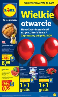 Katalog Lidl w: Ustroń | Wielkie otwarcie Lidla w Nowym Dworze Mazowieckim  | 2026-08-27T00:00:00.000Z - 2026-09-05T00:00:00.000Z