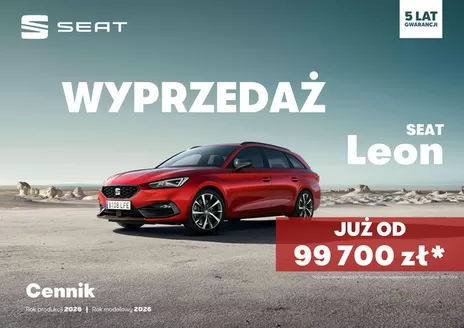 Katalog Seat w: Mosty | CENNIK SEAT LEON KL MY26PY26W01 2026 08 11 V01J | 2026-01-01T00:00:00.000Z - 2026-12-31T00:00:00.000Z