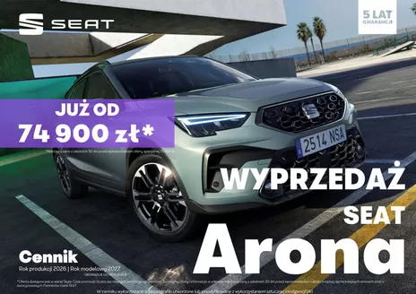 Katalog Seat w: Czyżów | CENNIK SEAT ARONA KJP MY27PY26W14 2026 08 25 V01H | 2026-01-01T00:00:00.000Z - 2026-12-31T00:00:00.000Z