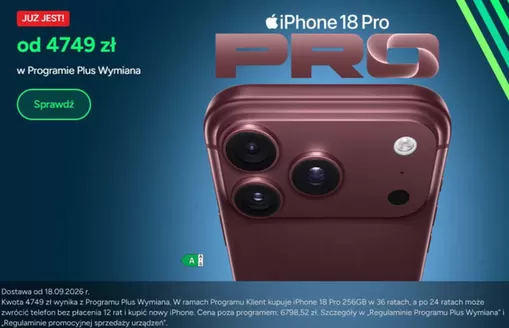 Katalog Plus GSM | Iphone 18 pro od 4749 zł | 2026-09-18T00:00:00.000Z - 2026-09-28T00:00:00.000Z
