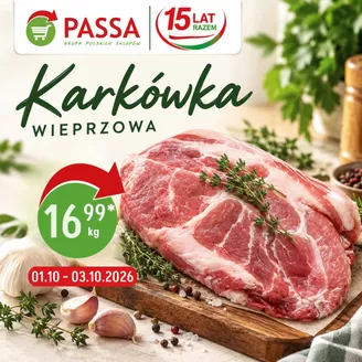 Katalog Sklepy S | Teraz w sklepach Passa kupisz ją w cenie 16,99 zł/kg.  | 2026-10-02T00:00:00.000Z - 2026-10-03T00:00:00.000Z