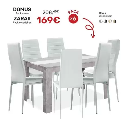 Domus Pack Mesa + 6 Cadeiras Zaraii