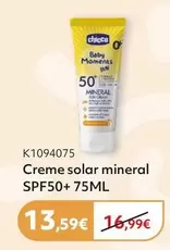 Chicco - Creme Solar Mineral Spf50+ 75ml