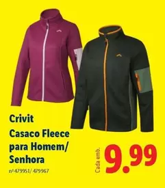 Crivit - Casaco Fleece Para Homem/ Senhora