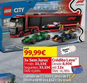 LEGO - Camión De F1 Com Carros De F1 RB20 E AMR24 City