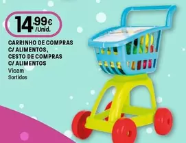 Vicam - Carrinho De Compras C/ Alimentos, Cesto De Compras C/ Alimentos