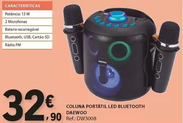 Daewoo - Coluna Portátil Led Bluetooth