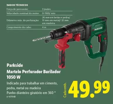 parkside - Martelo Perfurador Burilador 1050 W