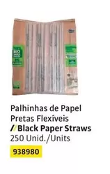 bio - Palminhas De Papel Pretas Flexiveis / Black Paper Straws