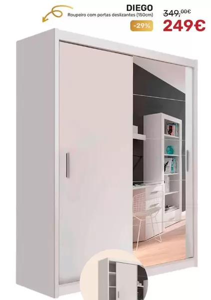 Diego Roupeiro Con Portas Deslizantes (150cm)