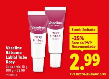 Vaseline - Valeseline Balsamo Labial Tube Rosy