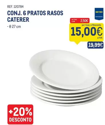 Conj. 6 Pratos Rasos Caterer