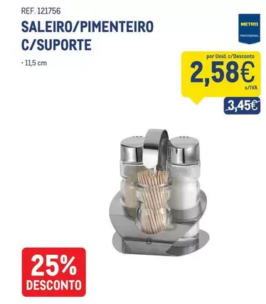 Saleiro/pimenteiro C/suporte