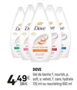 Dove - Gel De Banho F. Nourish, P. Soft, Velvet, F. Care, Hydrate