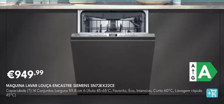 Siemens - Maquina Lavar Louca Sincastre Siemens SN73EX22CE
