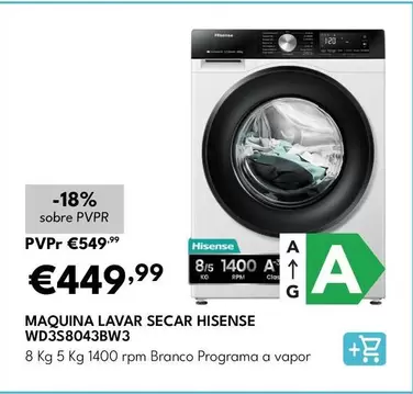 Hisense - Maquina Lavar Secar WD3S8043BW3