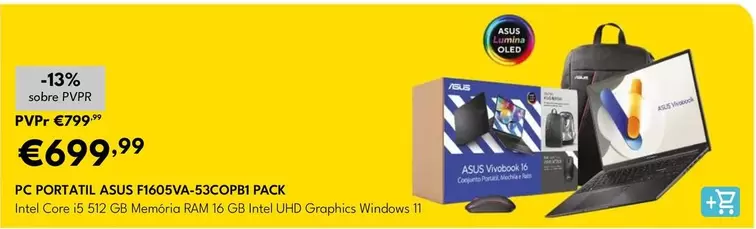 Asus - Pc Portatil F1605VA-53COPB1 Pack
