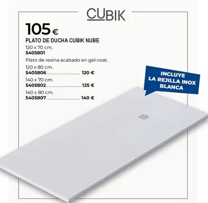 Plato De Ducha Cubik Nube