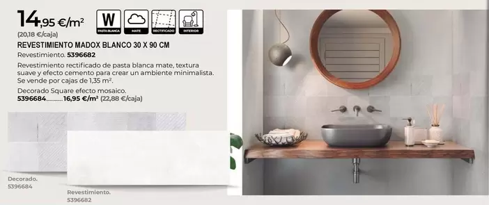 Revestimiento Blanco 30 X 30 Cm
