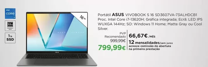 Asus - Portátil Vivobook S 16 SD3607VA-73ALHDCB1