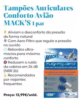 Mack's - Tampões Auriculares Conforto Avião