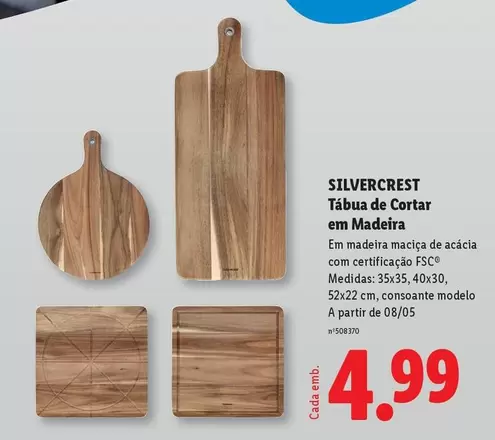 silvercrest - Tabua De Cortar Em Madeira
