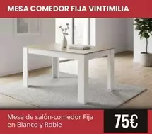 Mesa De Salón-comedor Fija En Blanco Y Roble