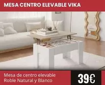 Mesa De Centro Elevable Roble Natural Y Blanco