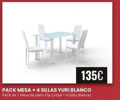 Cristal - Pack Mesa + 4 Sillas Yuri Blanco