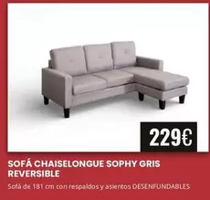 Sofá Chaiselongue Sophy Gris Reversible