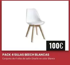 Pack 4 Sillas Beech Blancas