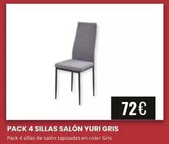 Pack 4 Sillas Salón Yuri Gris