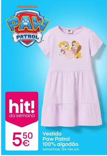 Paw Patrol - Vestido 100% Algodão