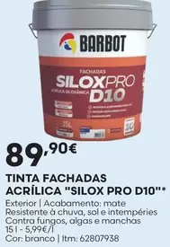 Barbot - Tinta Fachadas Acrilica "Silox Pro D10"