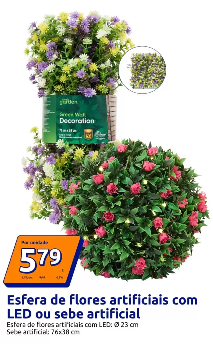 Esfera De Flores Artificiais Com LED Ou Sabe Artificial