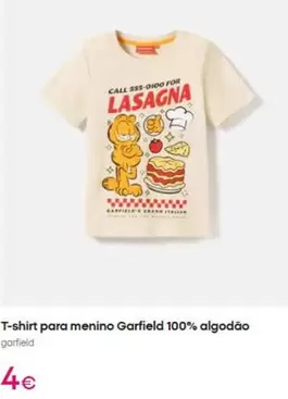 Garfield - T-shirt Para Menino  100% Algodão
