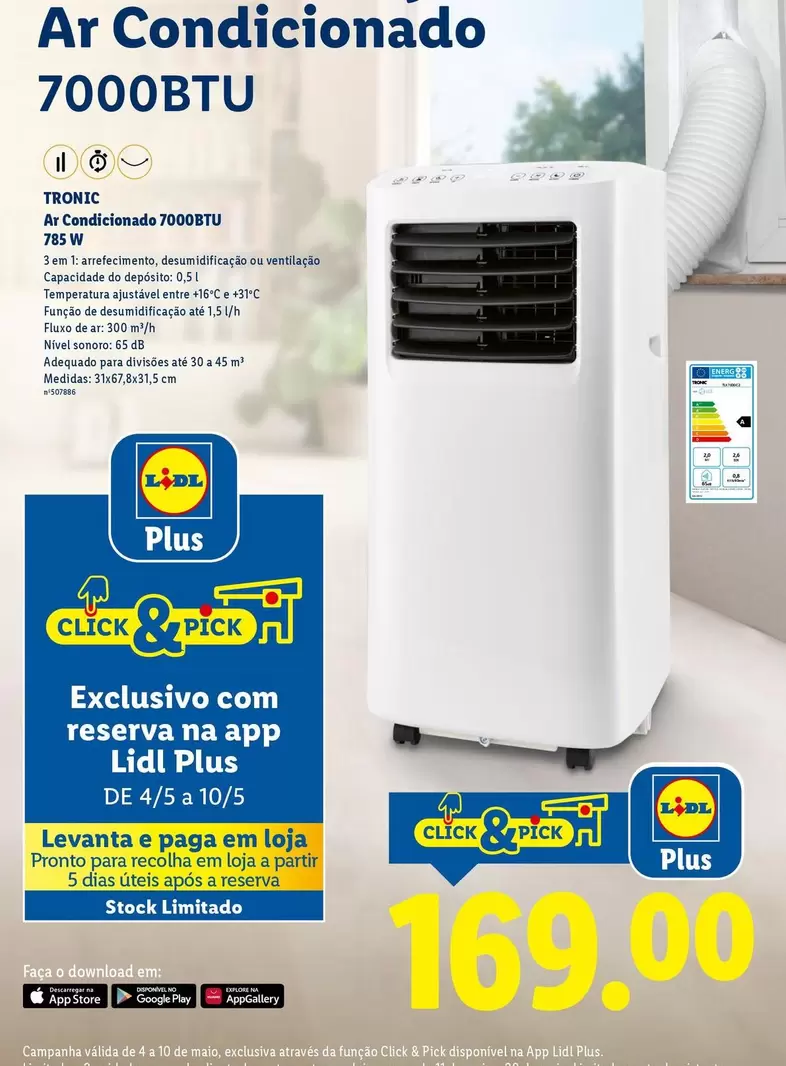 Lidl - 7000BTUR 700W A+ Condicionado