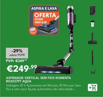 Rowenta - Aspirador Vertical Sem Fios RH2037PT Aqua