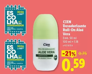 Cien - Desodorizante Roll-On Aloe Vera