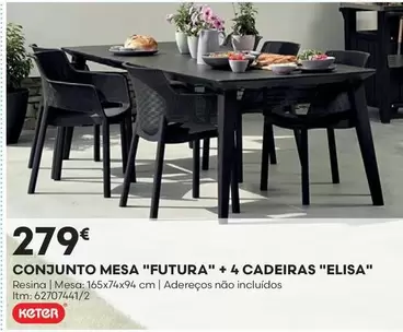 Conjunto Mesa "futura" + 4 Cadeiras "elisa"