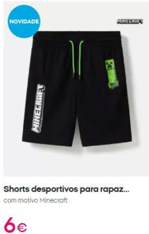 Minecraft - Shorts Desportivos Para Rapaz
